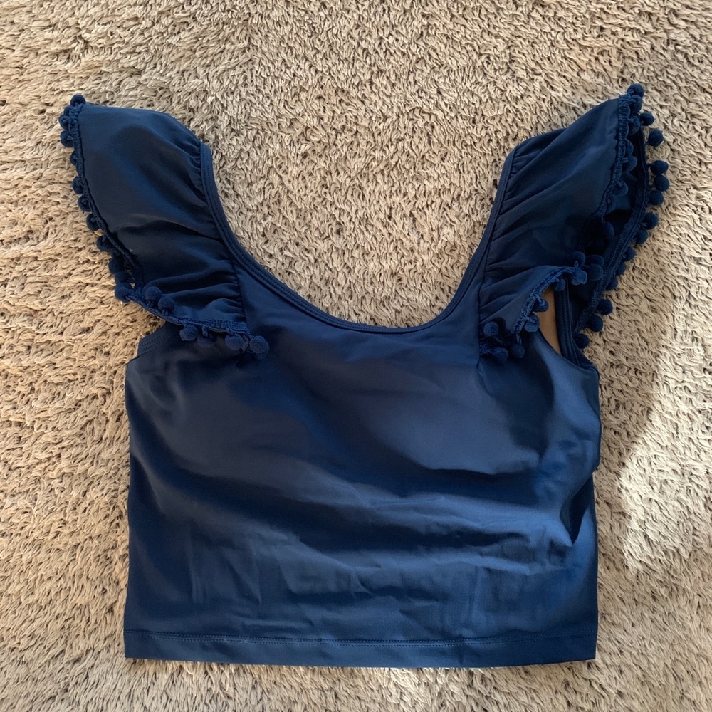 Kortni Jeane swimsuit top flounce navy blue small